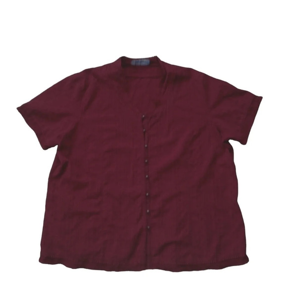 Penningtons Eyelet Red Wine Cotton Blouse with Sheet Trim 18 - Picture 1 of 9